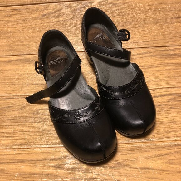 Women's Black Leather Mary Jane Clogs 7.5 - Picture 9 of 14